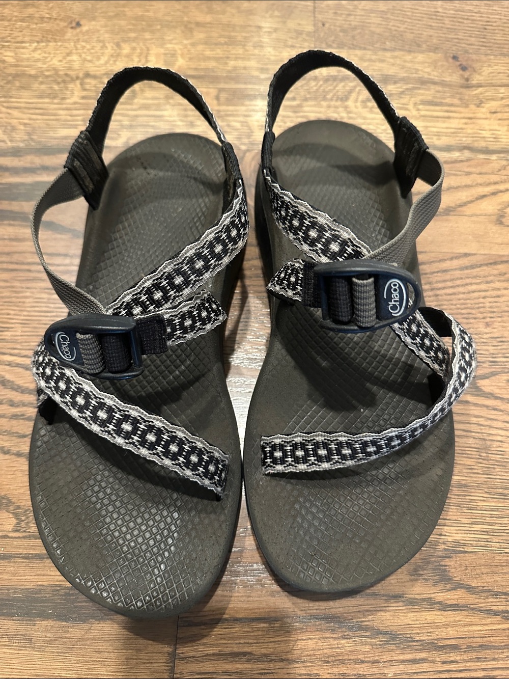 Chaco Black and White Webbing Sport Sandals